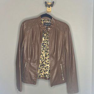 brown leather jacket